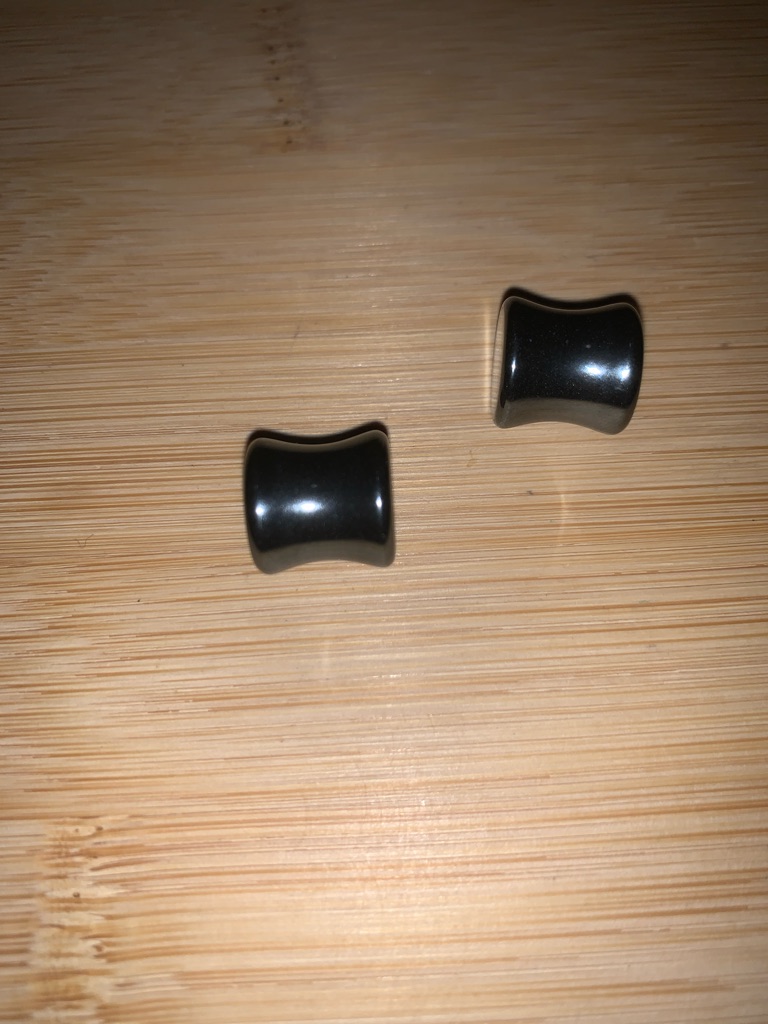 New Hematite Stone Double Plug Flared Ear Gauge Unisex